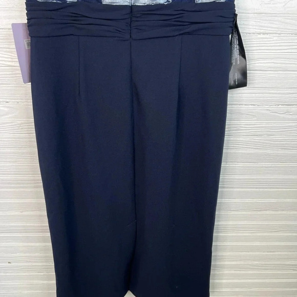 JS Collections Blue Ribbon and Lace Crepe Midi Dress V Back Short Sleeve 14 - Picture 9 of 16